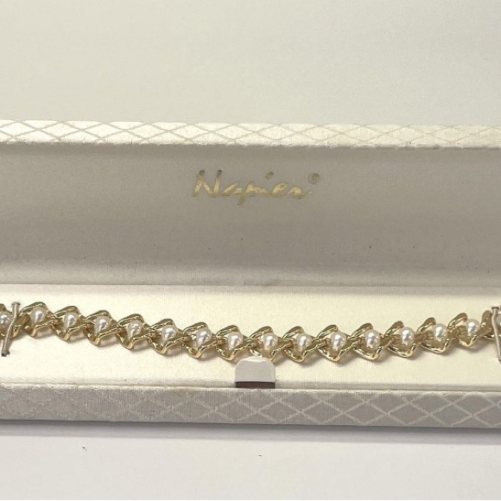 Napier Gold and Silver Tone with faux pearls Bracelet